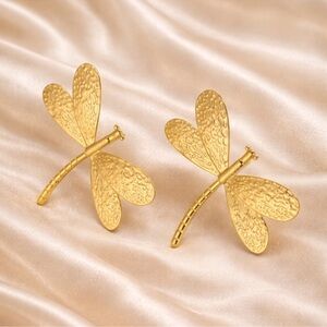 Gold Dragonfly Stud Earrings